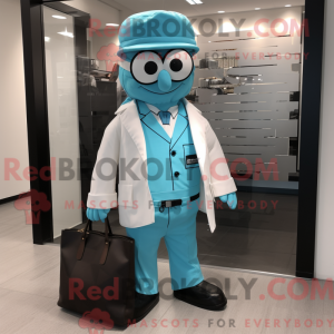 Cyan Doctor mascot costume...
