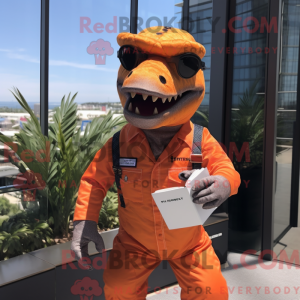 Orange Allosaurus mascot...