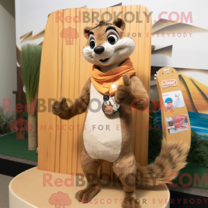 Tan Weasel maskot kostume...