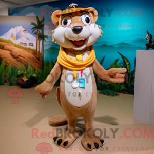 Tan Weasel maskot kostume...
