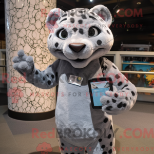 Grå Leopard maskot kostume...