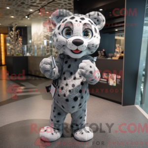 Gray Leopard mascot costume...