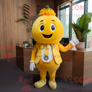 Gul Abrikos maskot kostume...