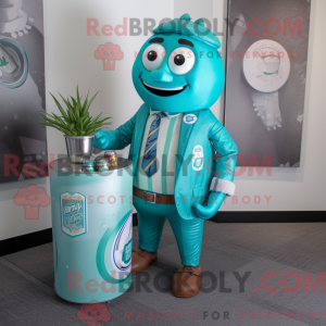 Teal Soda Can mascot...