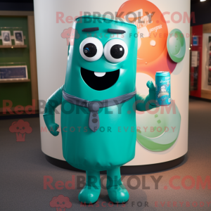 Teal Soda Can mascot...