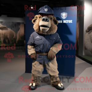 Navy Bison mascottekostuum...