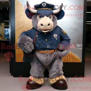 Navy Bison mascottekostuum...