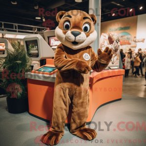 Brown Puma mascot costume...