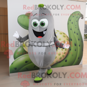 Grå agurk maskot kostume...