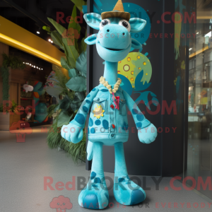 Teal Giraffe Maskottchen...