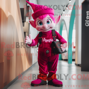 Magenta Elf maskot kostyme...