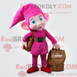 Magenta Elf mascottekostuum...