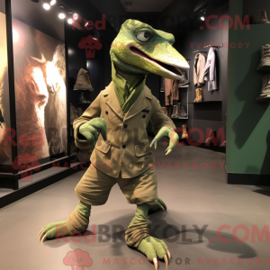 Oliven Velociraptor maskot...