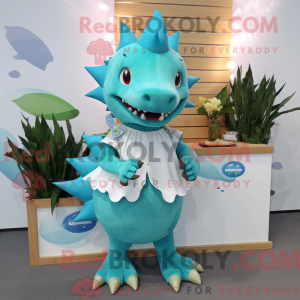 Cyan Stegosaurus mascot...