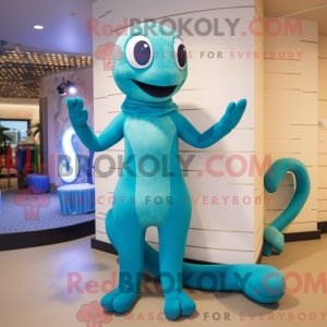Cyan Snake maskot kostume...