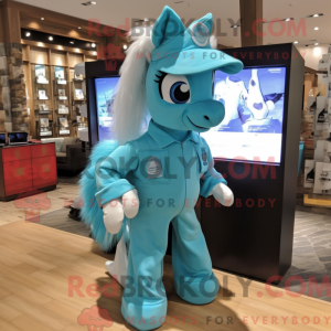 Cyan Mare maskotdraktfigur...