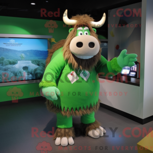 Green Yak mascot costume...