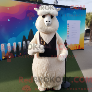 Creme alpaca maskot kostume...