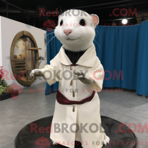 Hvid ilder maskot kostume...