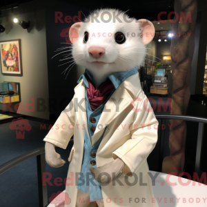 White Ferret mascot costume...