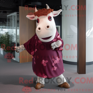 Maroon Hereford Cow maskot...