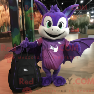 Purple Bat mascot costume...