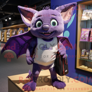 Purple Bat mascot costume...