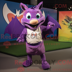 Purple Bat mascot costume...