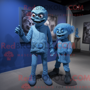 Blå Zombie maskot kostume...