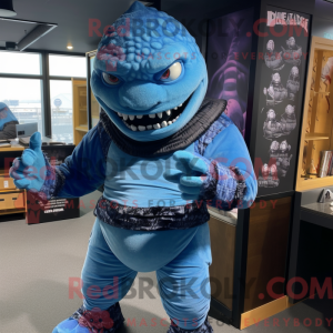 Blue Zombie mascot costume...