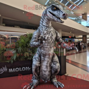 Sølv Allosaurus maskot...