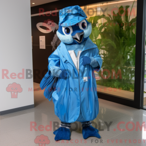 Cyan Blue Jay maskot...