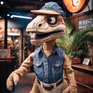 Tan Velociraptor maskot...