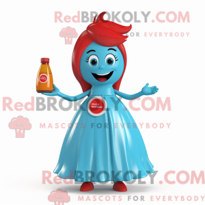 Cyaan fles ketchup...