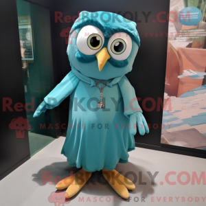 Teal Owl mascot costume...