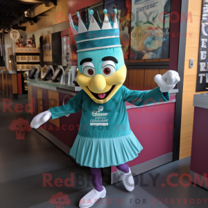 Teal Queen mascot costume...