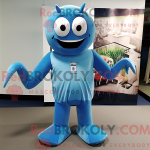Blå Spider maskot kostume...