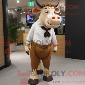 Tan Cow mascot costume...