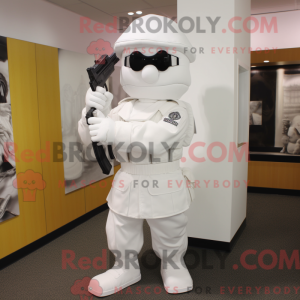 White Sniper mascot costume...
