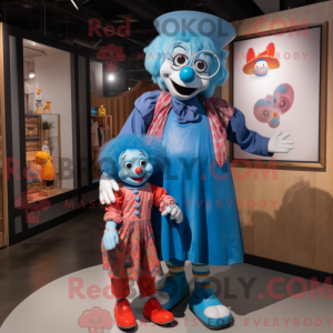 Blå klovne maskot kostume...