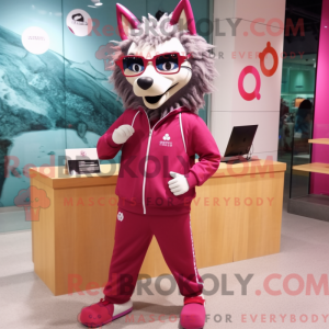 Magenta Wolf maskot kostume...