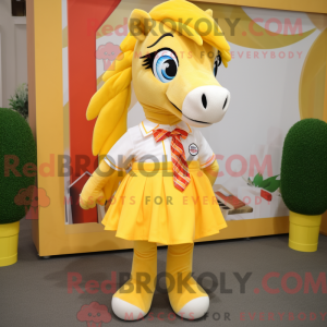 Gul hest maskot drakt...