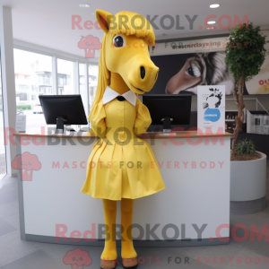 Yellow Horse mascot costume...