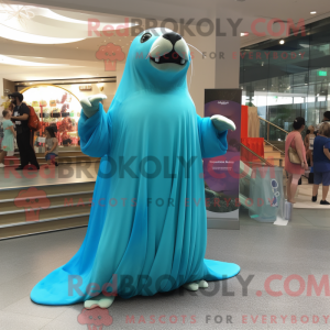 Cyan Sea Lion Maskottchen...