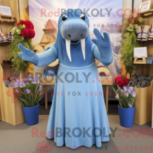 Blue Walrus mascot costume...