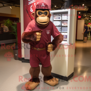 Maroon Chimpanzee mascot...