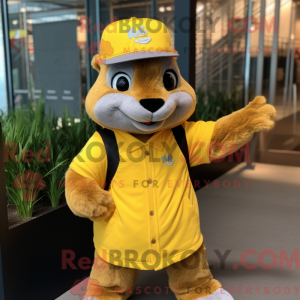 Gul Mongoose maskot kostume...