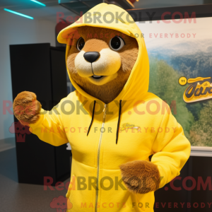 Gul Mongoose maskot drakt...