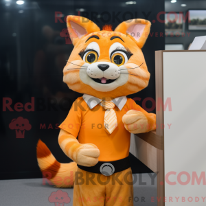 Orange kat maskot kostume...