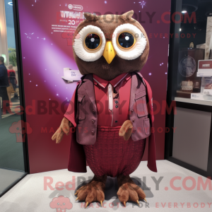 Maroon Owl maskotdraktfigur...